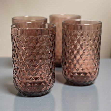 Elements Textured Pink Tumbler Glasses – Set of 4 - DRINKING GLASSES - Beattys of Loughrea