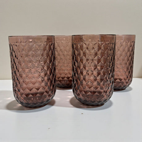 Elements Textured Pink Tumbler Glasses – Set of 4 - DRINKING GLASSES - Beattys of Loughrea