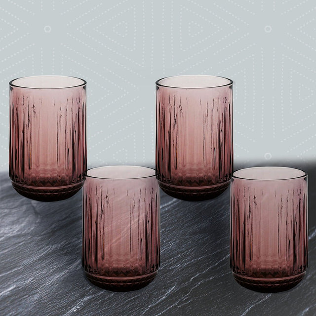 Elements Linear Pink Tumbler Glasses – Set of 4 - DRINKING GLASSES - Beattys of Loughrea