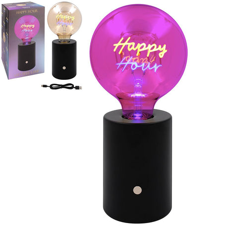 LED Text Lamp – Happy Hour - TABLE/BEDSIDE LAMPS - Beattys of Loughrea