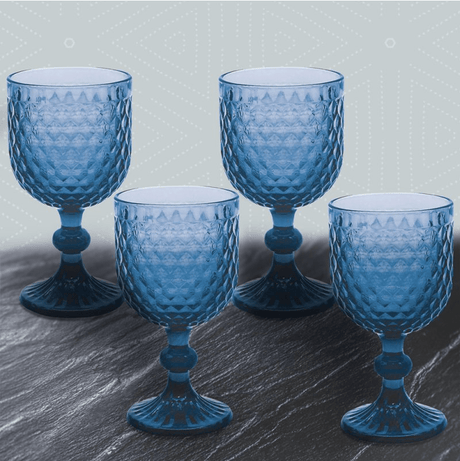 Elements Blue Wine Glasses Set of 4 - DRINKING GLASSES - Beattys of Loughrea