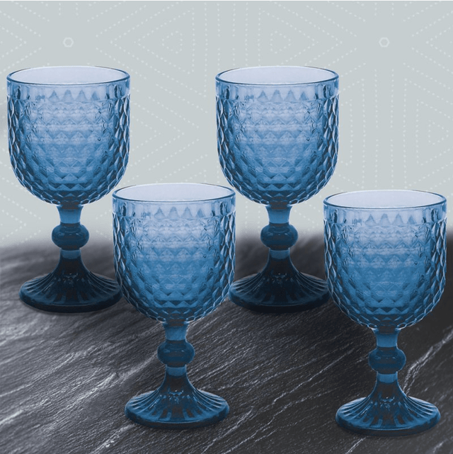Elements Blue Wine Glasses Set of 4 - DRINKING GLASSES - Beattys of Loughrea