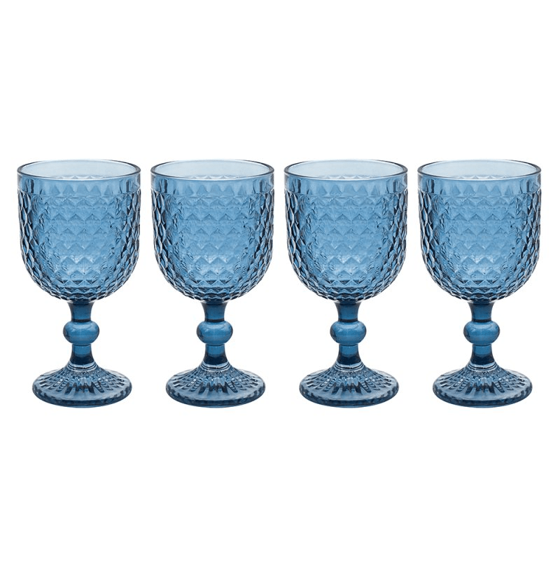 Elements Blue Wine Glasses Set of 4 - DRINKING GLASSES - Beattys of Loughrea