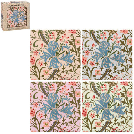 Golden Lily Ceramic Coasters - Set of 4 - TABLEMATS/COASTERS - Beattys of Loughrea