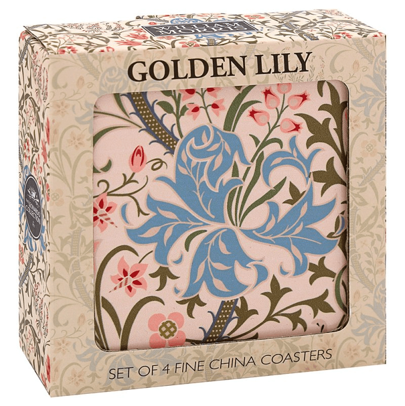 Golden Lily Ceramic Coasters - Set of 4 - TABLEMATS/COASTERS - Beattys of Loughrea