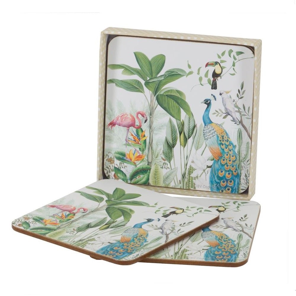 Peacock Coaster Set – Set of 4 - TABLEMATS/COASTERS - Beattys of Loughrea