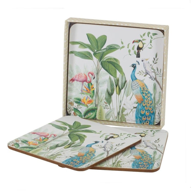 Peacock Coaster Set – Set of 4 - TABLEMATS/COASTERS - Beattys of Loughrea