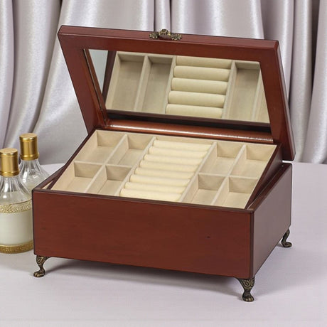 Fiona Mahogany Finish Wooden Jewellery Box - JEWELLERY HOLDER - Beattys of Loughrea
