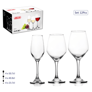 Anilar 12 - Piece Stemware Glass Set – Douro Collection - DRINKING GLASSES - Beattys of Loughrea