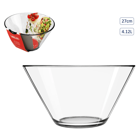 Anilar 27cm Glass Salad Bowl - 4.12L Capacity - GENERAL LOOSE WARE - Beattys of Loughrea