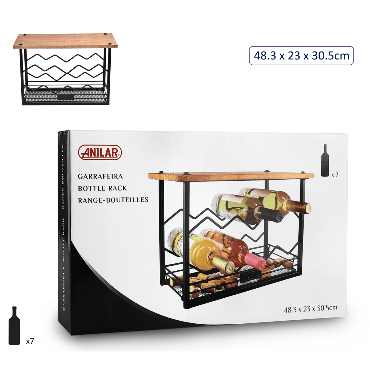 Anilar 7 - Bottle Zig - Zag Wine Rack - WINE RACKS - Beattys of Loughrea