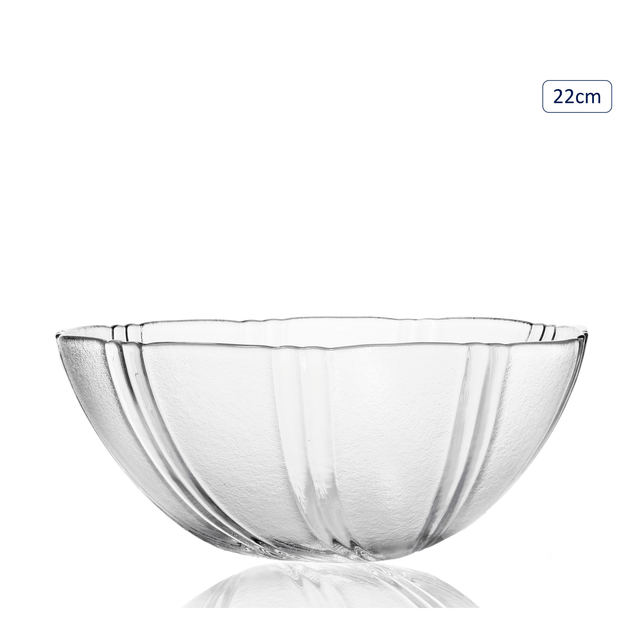 Glass Salad Bowl with Ridges – 22cm - GENERAL LOOSE WARE - Beattys of Loughrea
