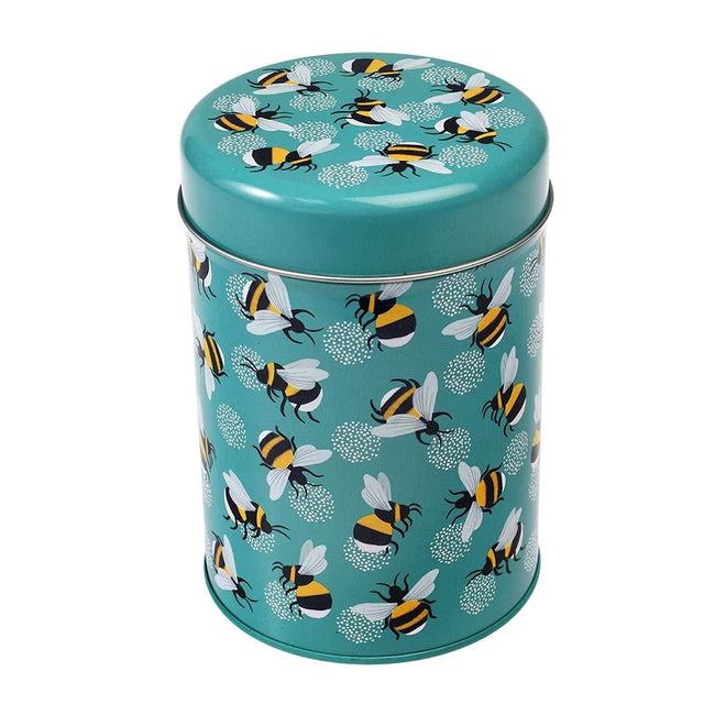 Canister Storage Tin – Bumblebee Print (10.5cm x 15.4cm) - ENAMELWARE/JARS/TRAYS - Beattys of Loughrea