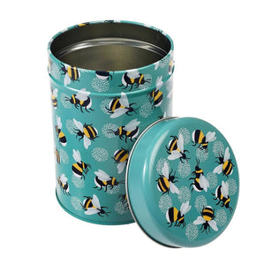 Canister Storage Tin – Bumblebee Print (10.5cm x 15.4cm) - ENAMELWARE/JARS/TRAYS - Beattys of Loughrea