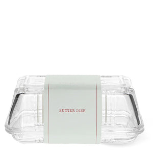 Glass Butter Dish – Retro Ribbed Design (250g Capacity) - KITCHEN HAND TOOLS - Beattys of Loughrea
