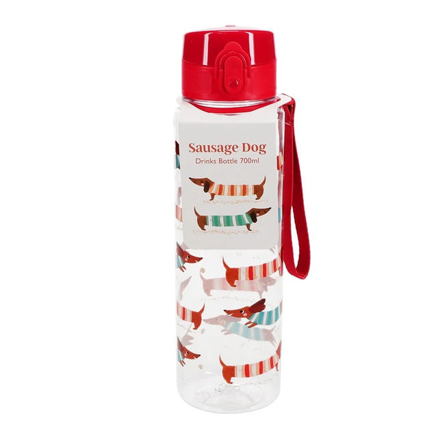 Drinks Bottle – Sausage Dog Print with Push Button Lid (700ml) - PLASTICS - STORAGE LUNCH BOX BEAKER - Beattys of Loughrea
