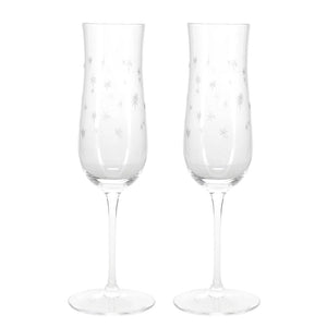 Etched Star Champagne Glasses 200ml (Set of 2) – Clear - DRINKING GLASSES - Beattys of Loughrea