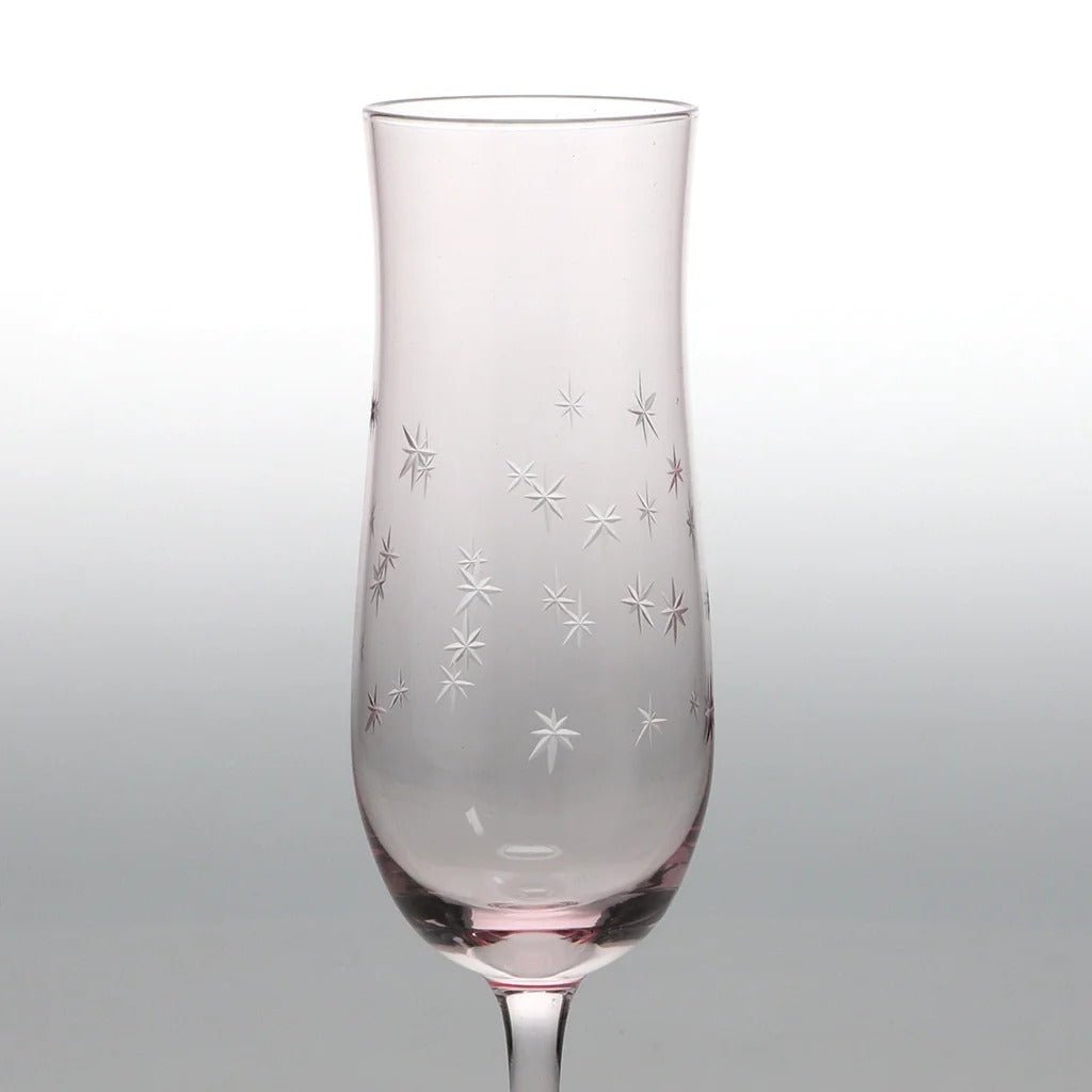 Etched Star Champagne Glasses 200ml (Set of 2) – Pink Tint - DRINKING GLASSES - Beattys of Loughrea