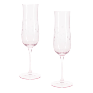 Etched Star Champagne Glasses 200ml (Set of 2) – Pink Tint - DRINKING GLASSES - Beattys of Loughrea