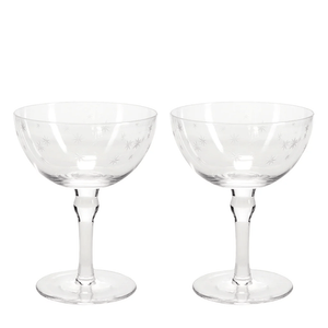 Etched Star Coupe Cocktail Glasses 200ml (Set of 2) – Clear - DRINKING GLASSES - Beattys of Loughrea
