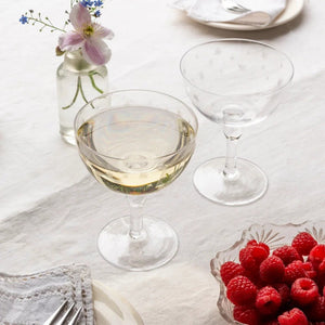 Etched Star Coupe Cocktail Glasses 200ml (Set of 2) – Pink Tint - DRINKING GLASSES - Beattys of Loughrea