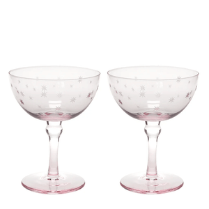 Etched Star Coupe Cocktail Glasses 200ml (Set of 2) – Pink Tint - DRINKING GLASSES - Beattys of Loughrea