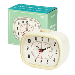 Retro Alarm Clock – Ivory White - CLOCKS - Beattys of Loughrea