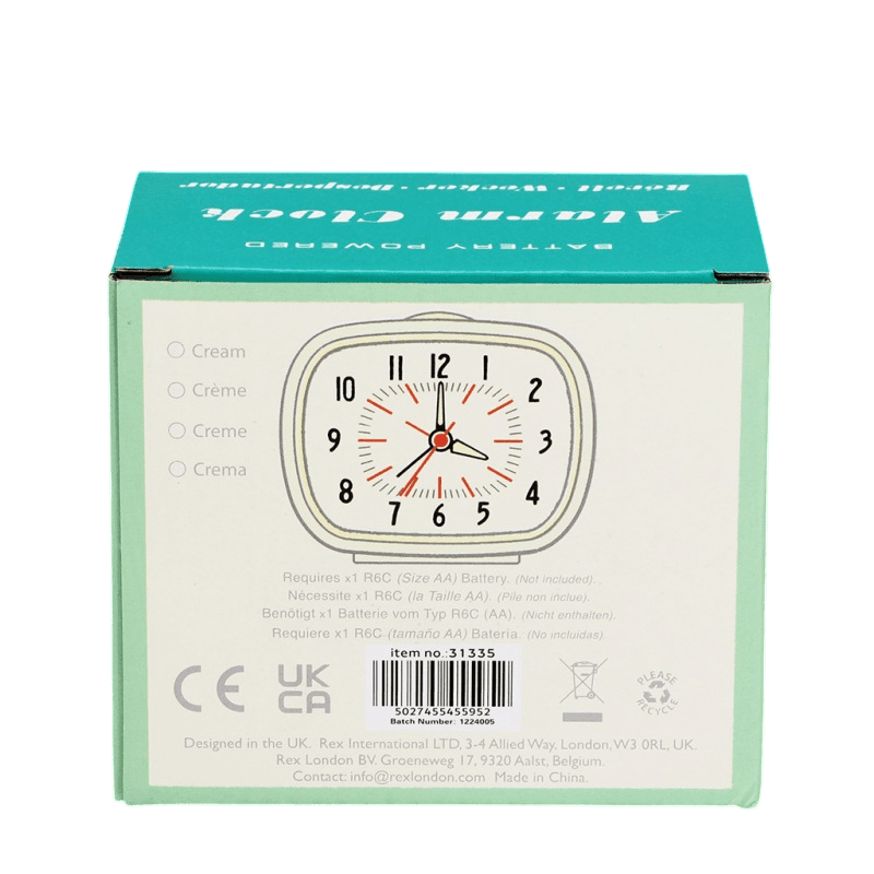 Retro Alarm Clock – Ivory White - CLOCKS - Beattys of Loughrea