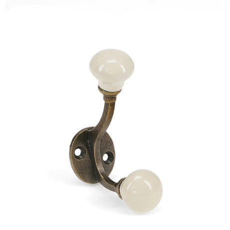 Ceramic Double Hook – Cream - CABINET KNOBS - Beattys of Loughrea