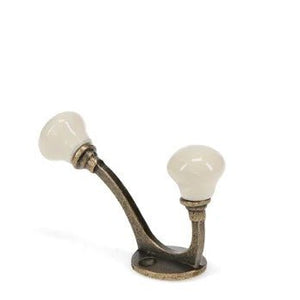 Ceramic Double Hook – Cream - CABINET KNOBS - Beattys of Loughrea