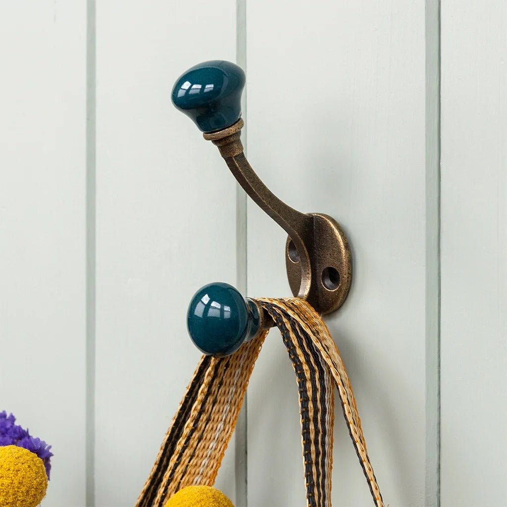 Ceramic Double Hook – Blue - CABINET KNOBS - Beattys of Loughrea