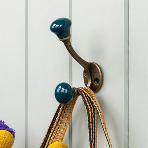 Ceramic Double Hook – Blue - CABINET KNOBS - Beattys of Loughrea