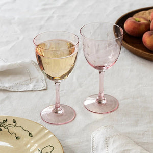 Etched Star Wine Glasses 250ml (Set of 2) – Pink Tint - DRINKING GLASSES - Beattys of Loughrea