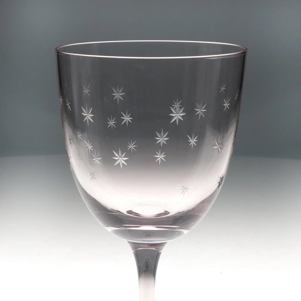 Etched Star Wine Glasses 250ml (Set of 2) – Pink Tint - DRINKING GLASSES - Beattys of Loughrea