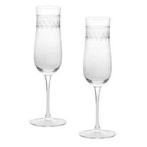 Vintage Etched Champagne Glasses 200ml (Set of 2) – Clear - DRINKING GLASSES - Beattys of Loughrea