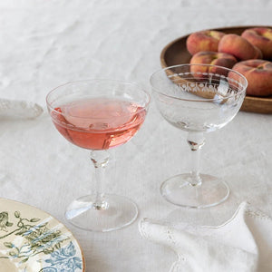 Vintage Etched Coupe Glasses 200ml (Set of 2) – Clear - DRINKING GLASSES - Beattys of Loughrea