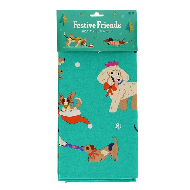 Cotton Tea Towel – Festive Friends - APRON/GLOVE/TEXTILE - Beattys of Loughrea