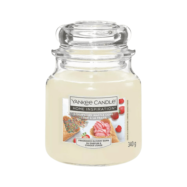 Strawberry Waffle Cone Home Inspirations Medium Yankee Candle 340g - CANDLES - Beattys of Loughrea