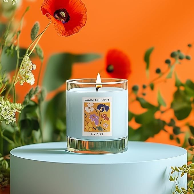 Wax Lyrical Coastal Poppy & Violet Candle – 190g - CANDLES - Beattys of Loughrea