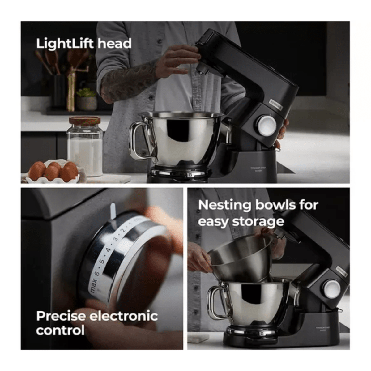 Kenwood Titanium Chef Baker Mixer (KVC85.004BK) - FOOD PROCESSORS - Beattys of Loughrea