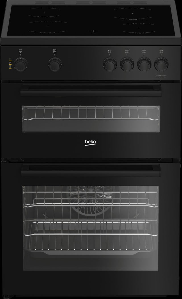 Beko 60cm Twin Cavity Electric Cooker Black | FTC6701K - ELECT COOKER FREESTANDING <65CM - Beattys of Loughrea
