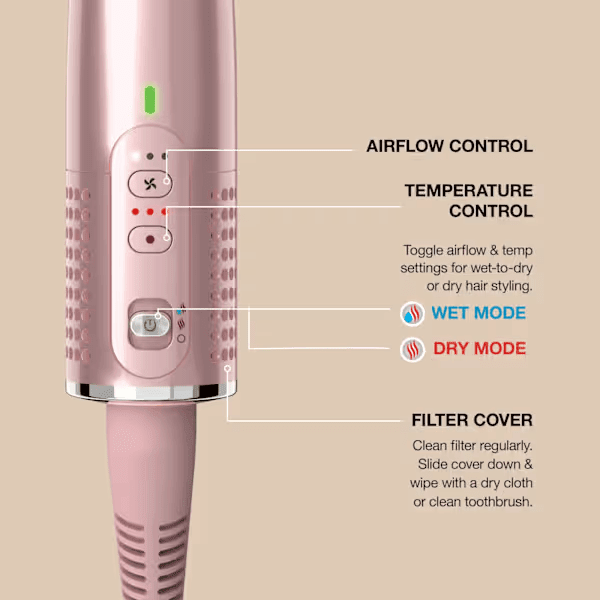 Shark Glossi 2 - in - 1 Hot Tool and Air Glosser - Lychee - HT302UKPK - CURLERS/CRIMPERS/STRAIGHTENERS - Beattys of Loughrea