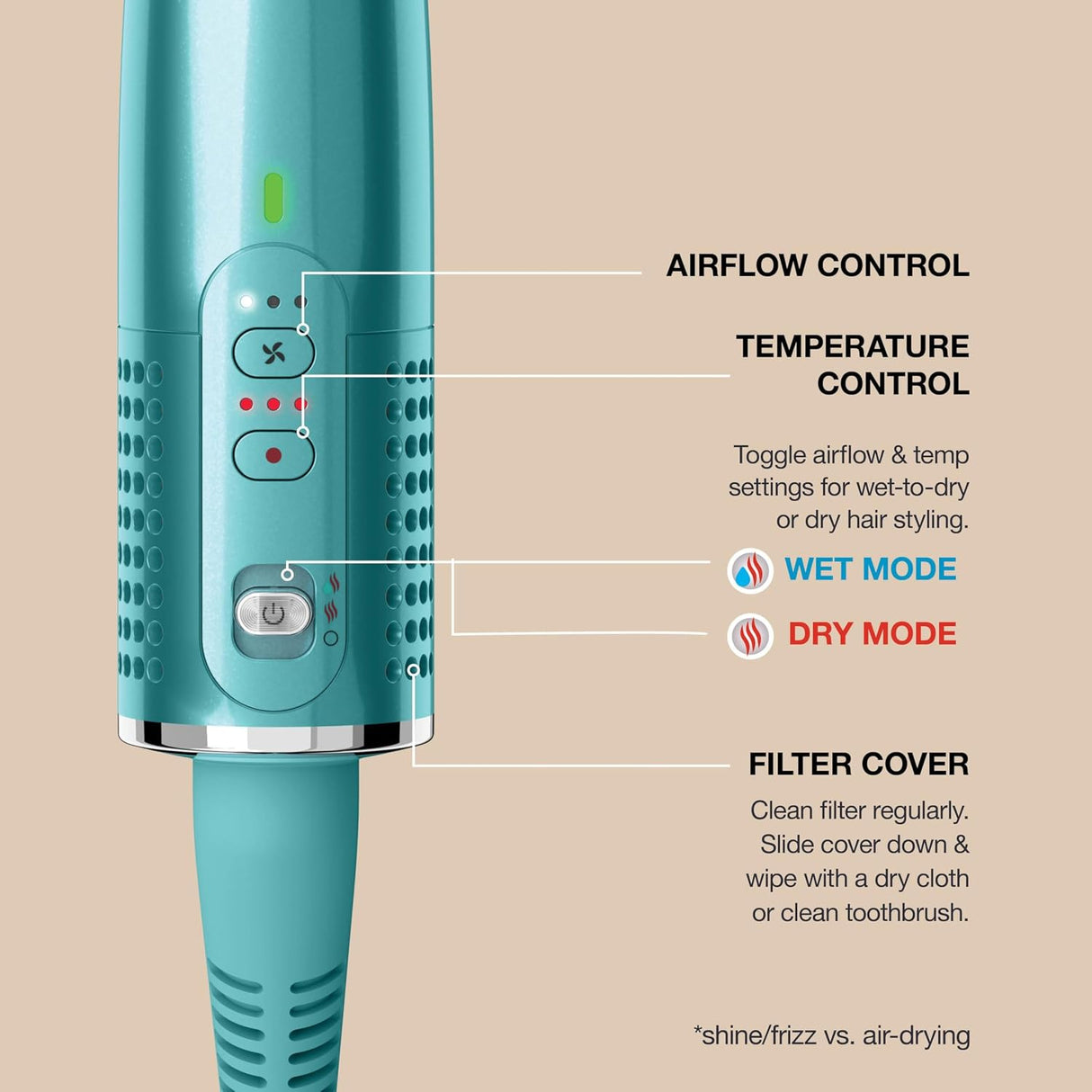 Shark HT302UKTL Juniper Teal Glossi 2-in-1 Hot Tool & Air Glosser