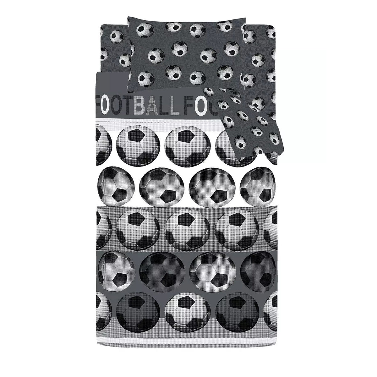 Catherine Lansfield Football Duvet Set Grey - Double - Beattys of Loughrea | www.beattys.ie