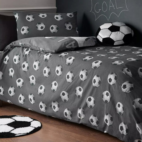 Catherine Lansfield Football Duvet Set Grey - Single - Beattys of Loughrea | www.beattys.ie