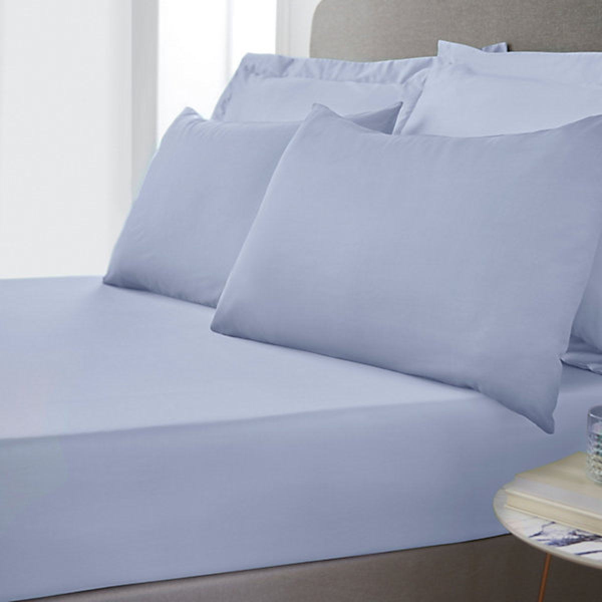 Bianca 400 Thread Count Cotton Sateen Standard Pillowcase Pair Blue