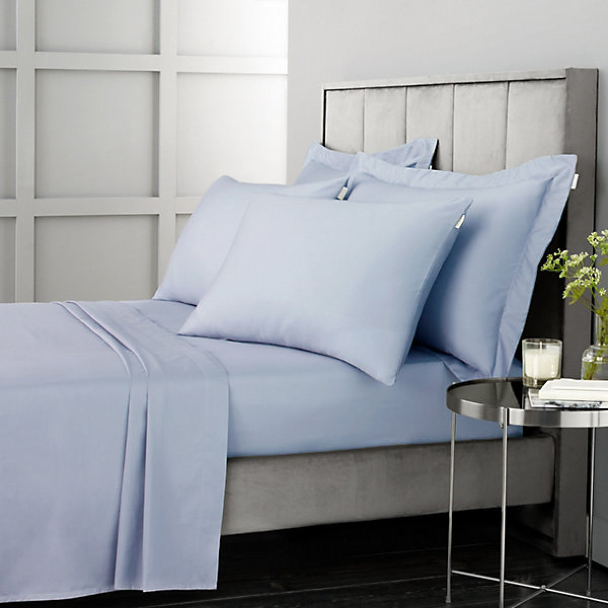 Bianca 400 Thread Count Cotton Sateen King Fitted Sheet Blue