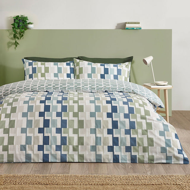 Catherine Lansfield Bryson Blue Reversible Duvet Cover Set – Single - Beattys of Loughrea | www.beattys.ie