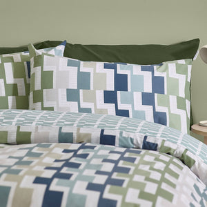 Catherine Lansfield Bryson Blue Reversible Duvet Cover Set – Single - Beattys of Loughrea | www.beattys.ie