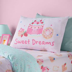 Catherine Lansfield Sweet Treats Reversible Double Duvet Cover Set with Pillowcases Pink
